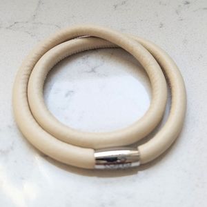 Endless Leather Charm Bracelet Double Wrap Tan Magnetic Clasp